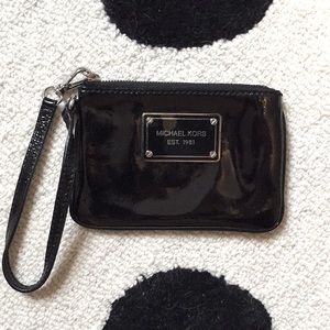 Michael Kors Black Patent Leather Wristlet